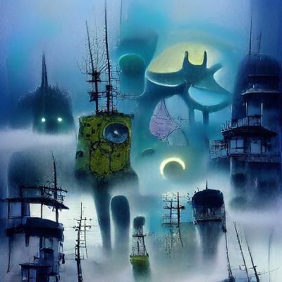 Ethereal Fogscape: Anime Shadows of the Night