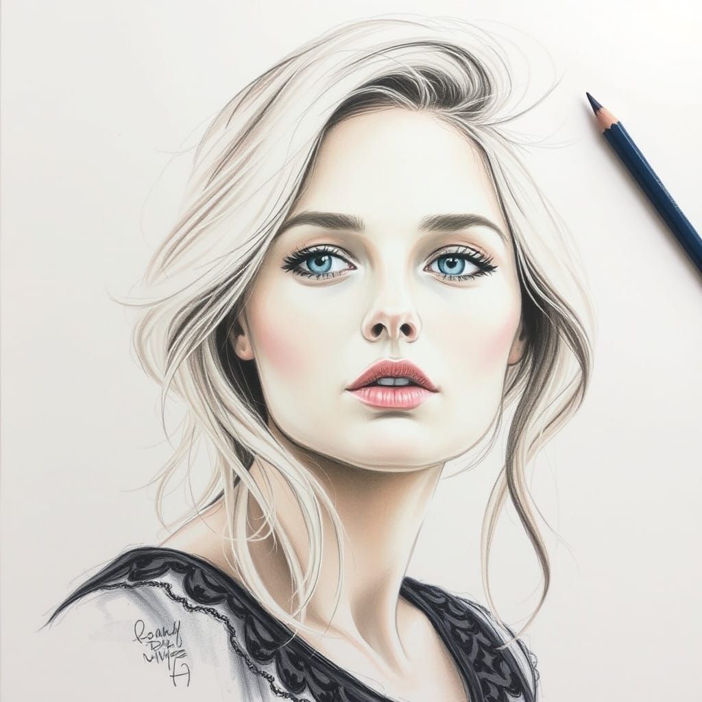Gentle Portrait in Soft Pastels, Style of Veri Apriyatno