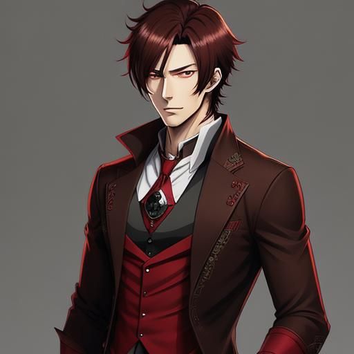 Anime Girl with Ruby Eyes in Manga Style