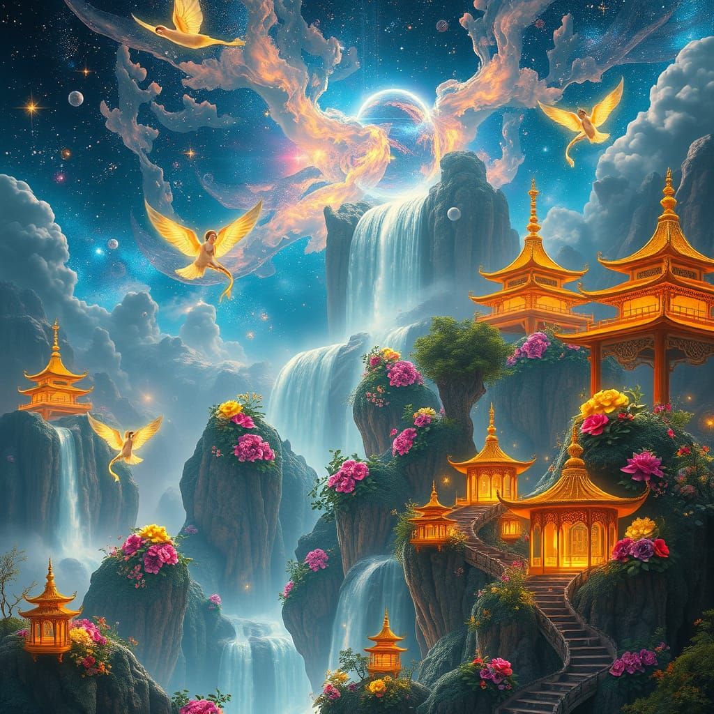 Surrealist Fantasy Landscape in Cosmic Style