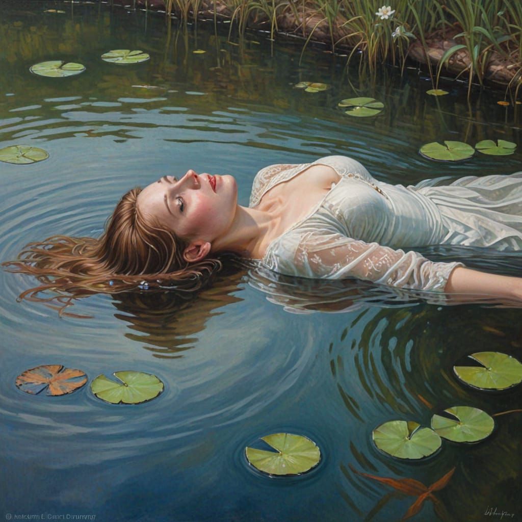 Ophelia Drowning: Oil Painting