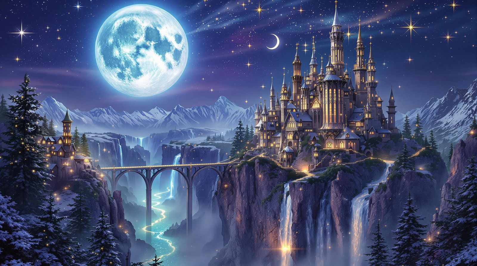 Surreal Landscape & Full Moon