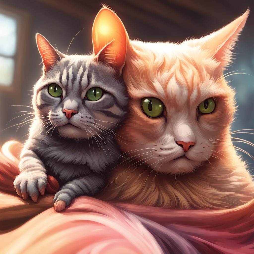 Detailed Portrait of a Snail and Cat