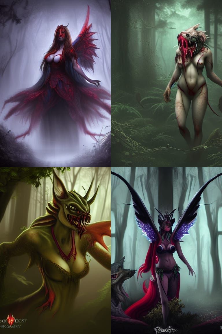 Fey Jester Hunts in Misty Forest: Fantasy Concept Art