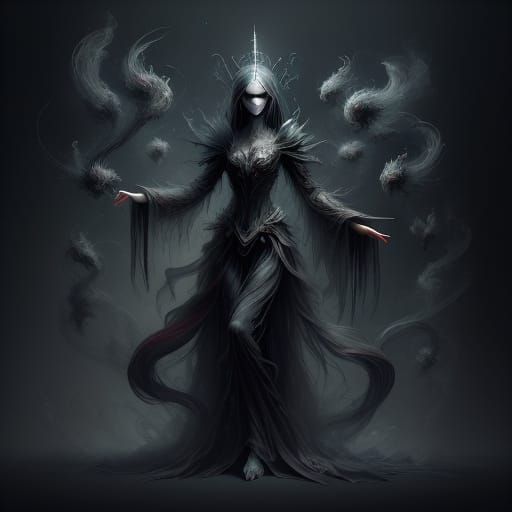 Dark Warlock Casting Enchanted Spell in Mystical Vortex