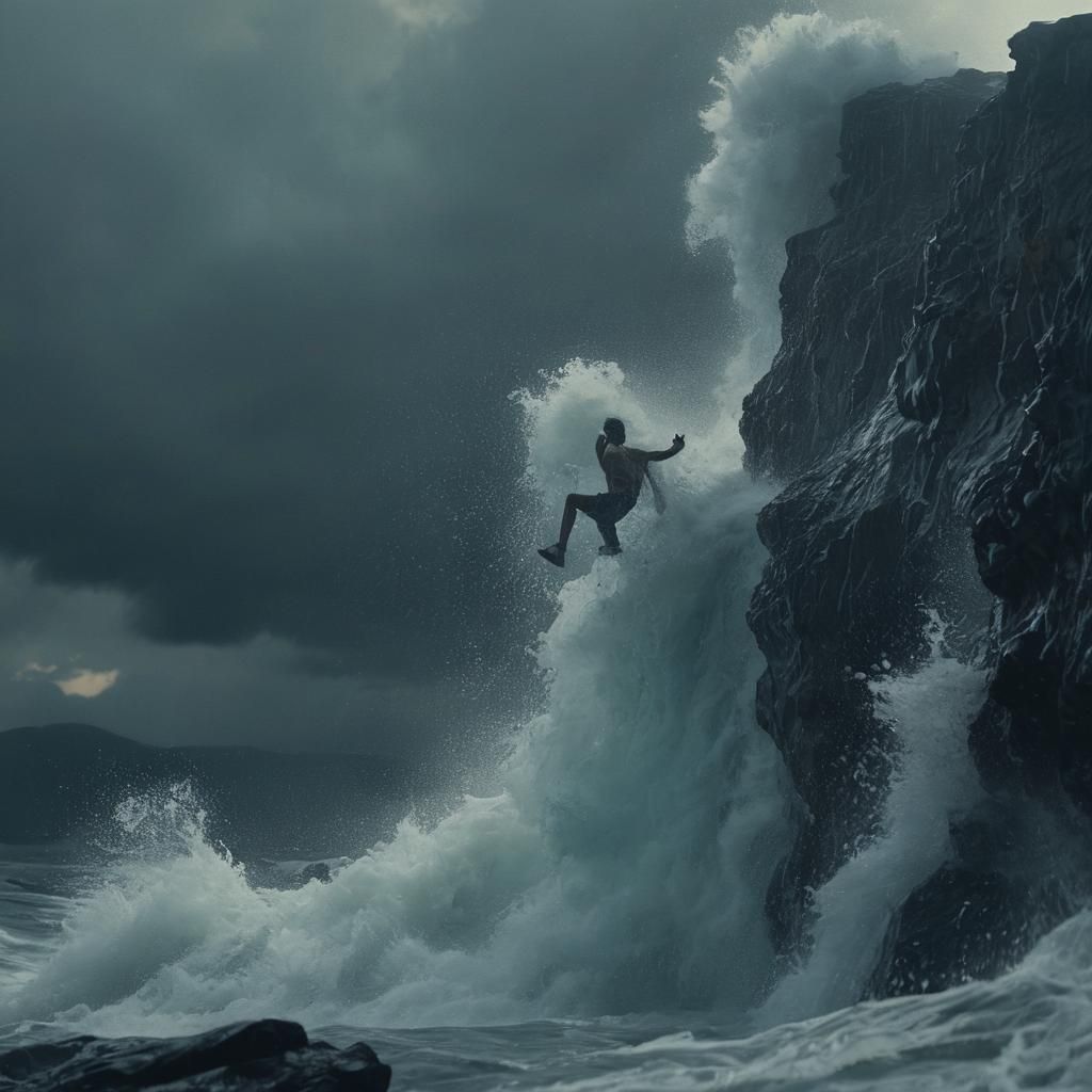 Leap of Faith: Dramatic Cliffside Jump