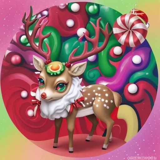 Chibi Christmas Deer massive eyes