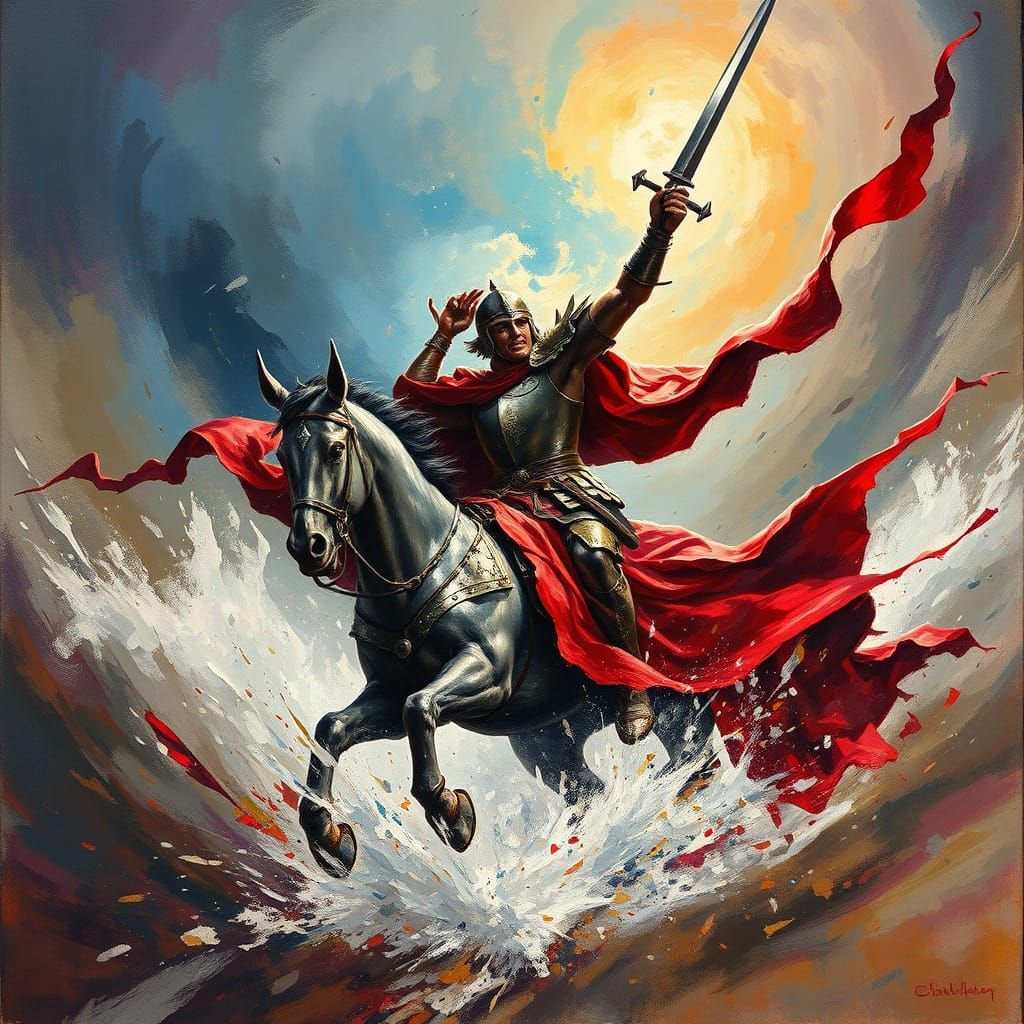 Skenderbeu in Epic Impressionist Battle Scene