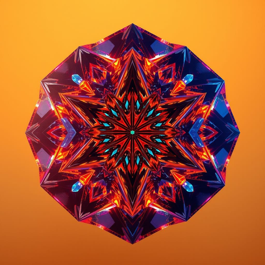Futuristic Stellated Nonagon in Vibrant Crystal Facets