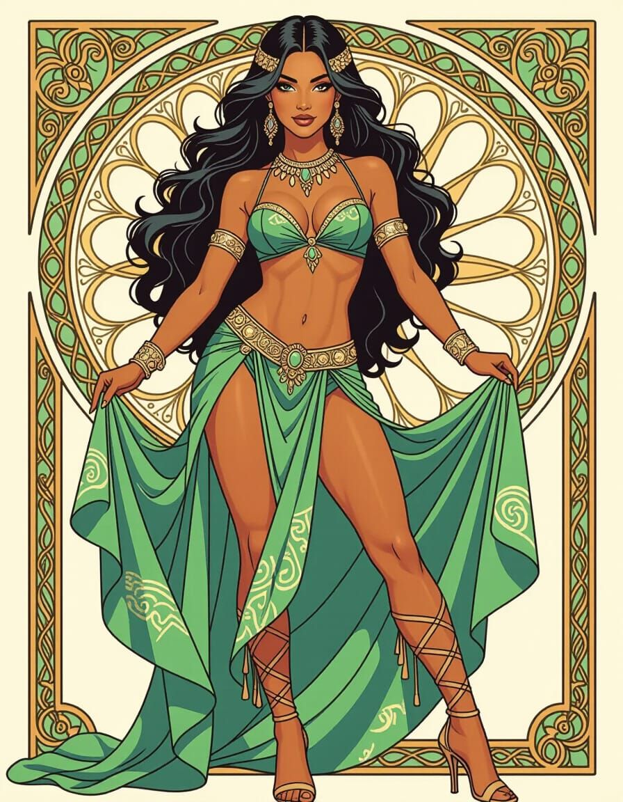 Dominican Woman in Art Nouveau Style Costume