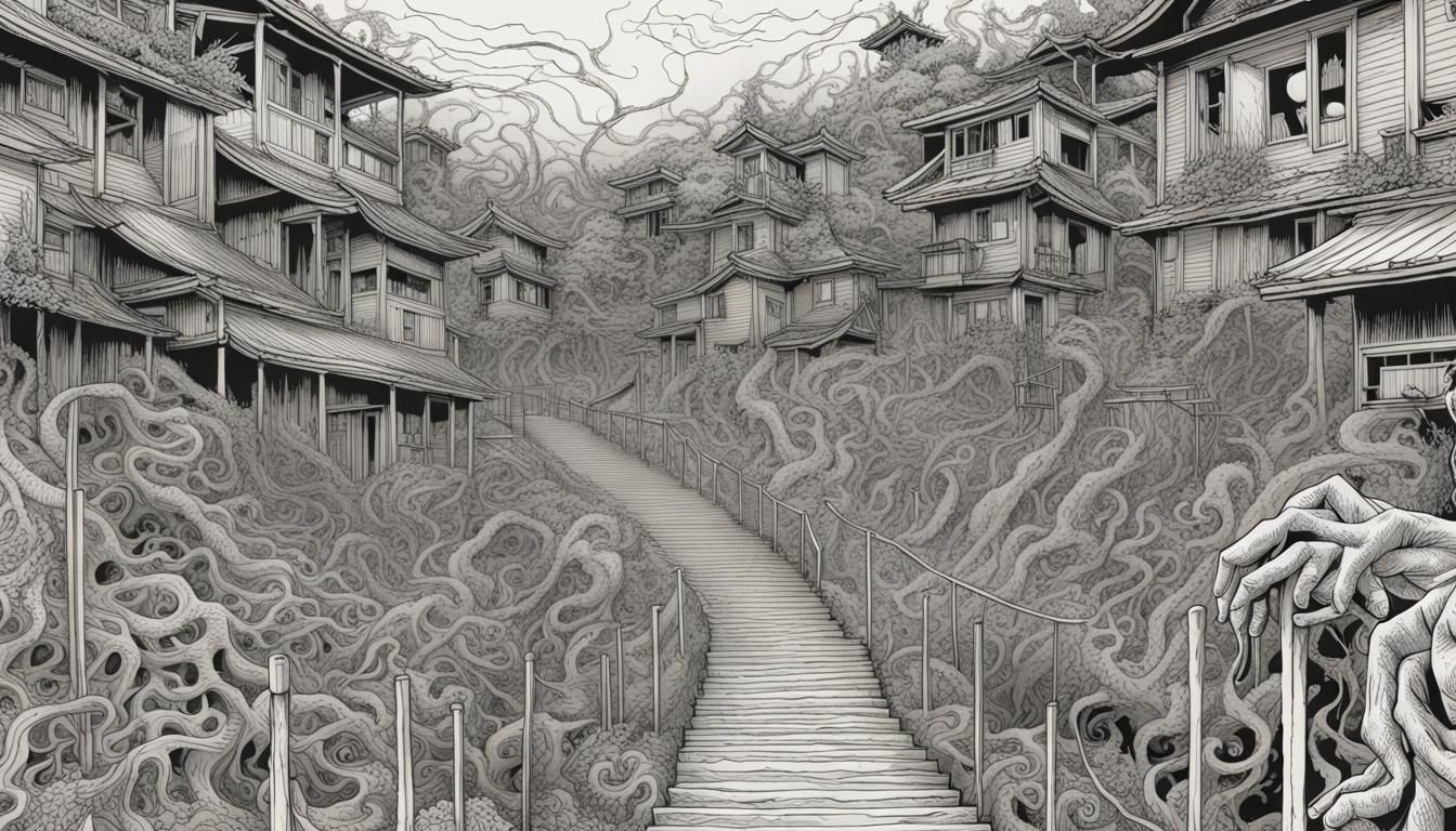 Junji Ito Inspired Horror Demon Line Art