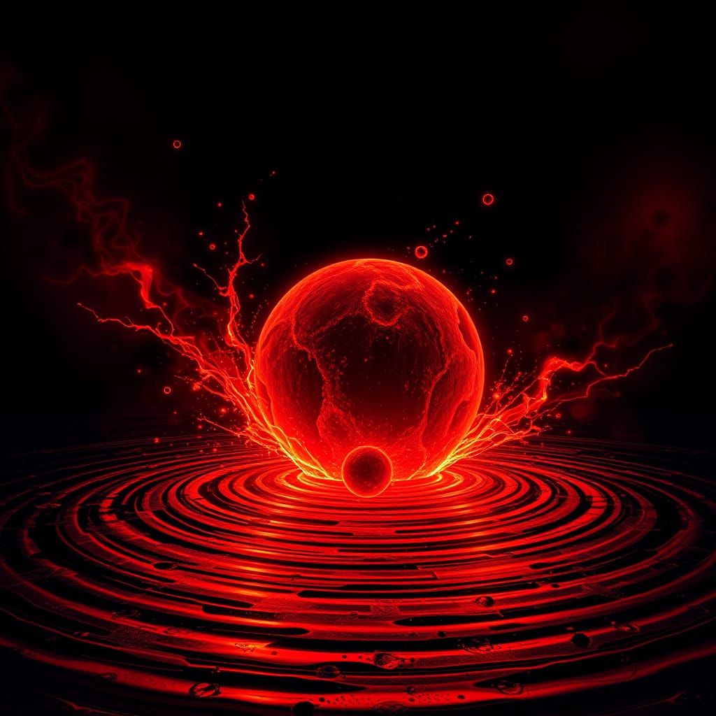 Fiery Asteroid Impact in Abstract Fractal Style