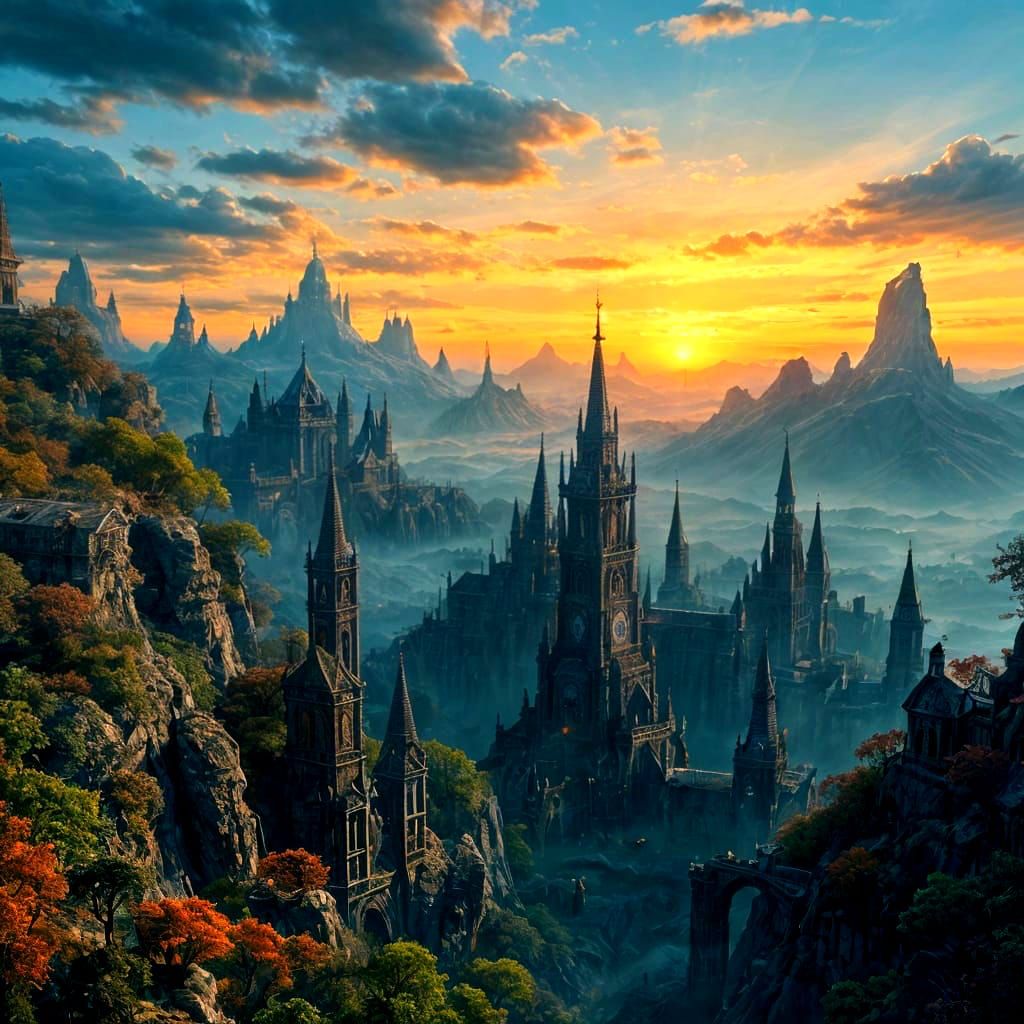 Epic Fantasy Realm in Vibrant Color