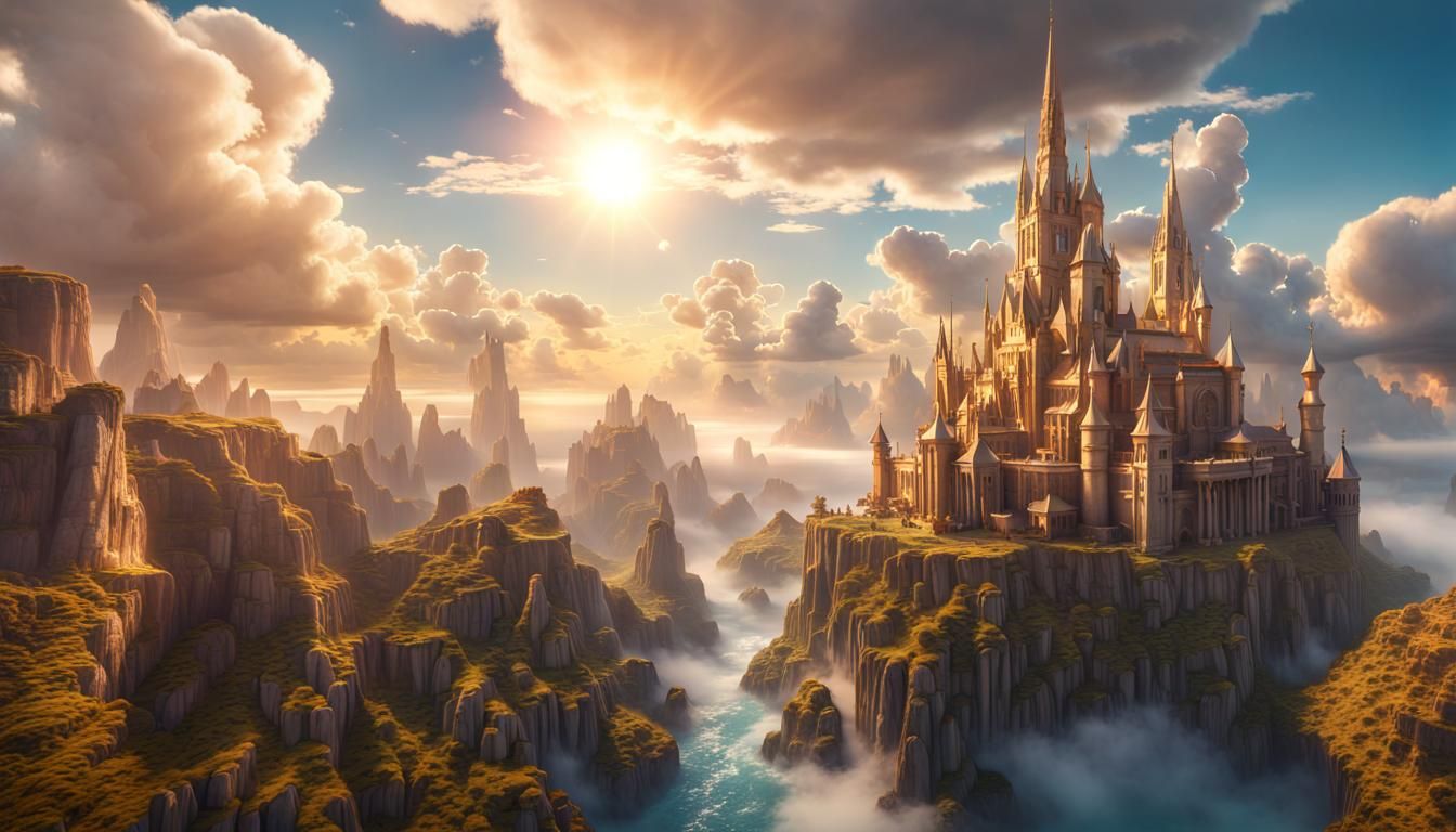 Epic Cloud Kingdom: Detailed Fantasy Matte Painting