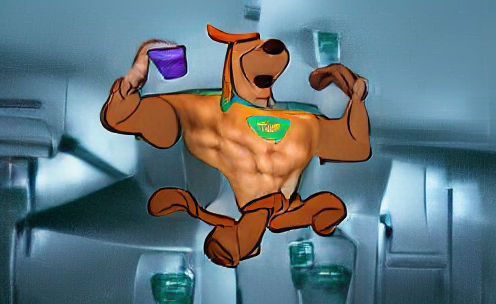 Humorous Scooby Doo with Droopy Muscles