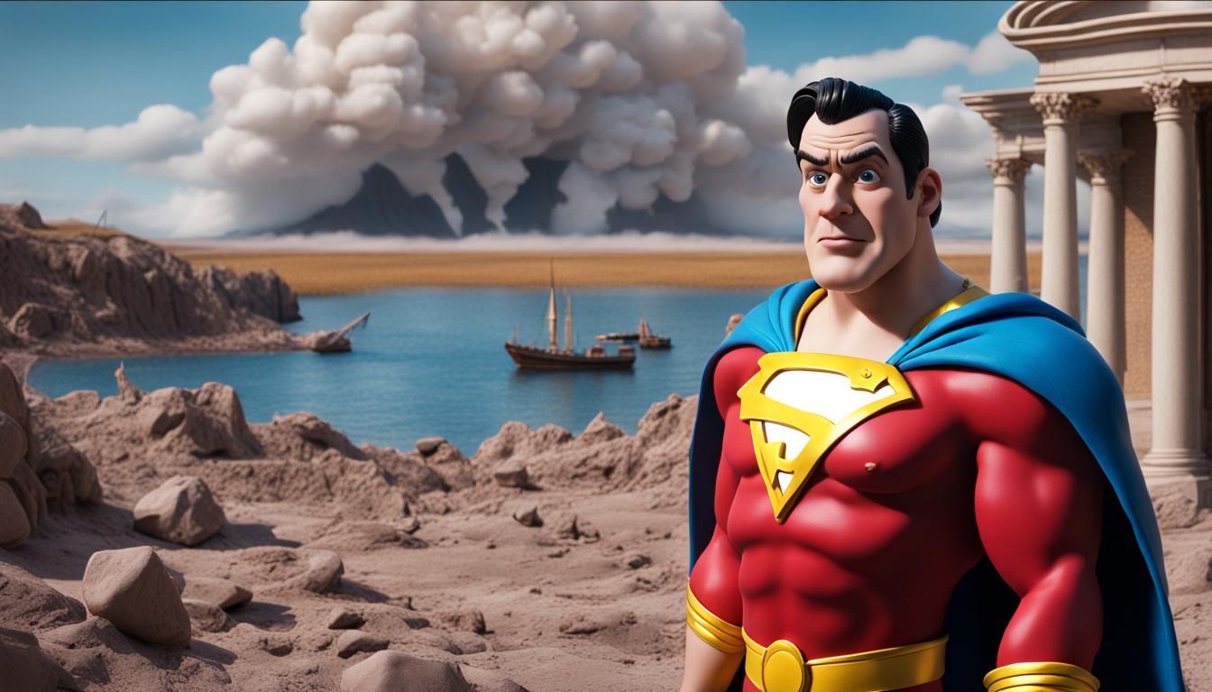 Claymation Shazam Captain in Detailed Matte Painting