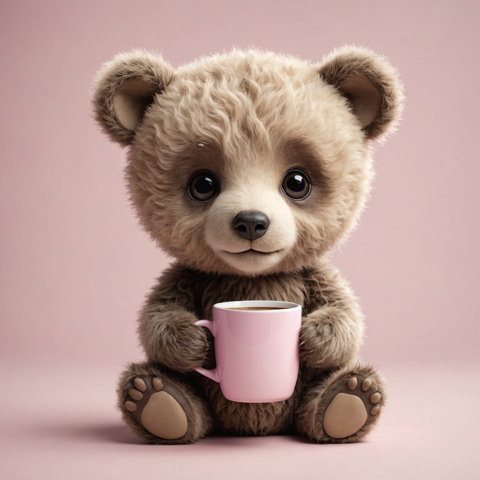 Adorable Bear Cub with Coffee Mug