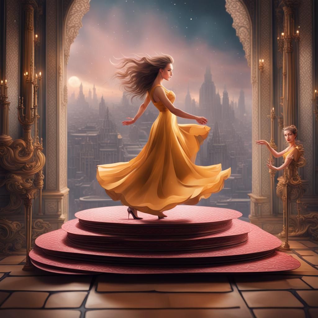 Dancing Woman Pop-Up Card: Digital Matte Painting