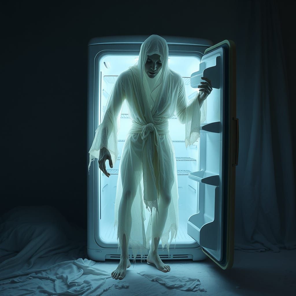 Ethereal Refrigerator Specter in Digital Art Style