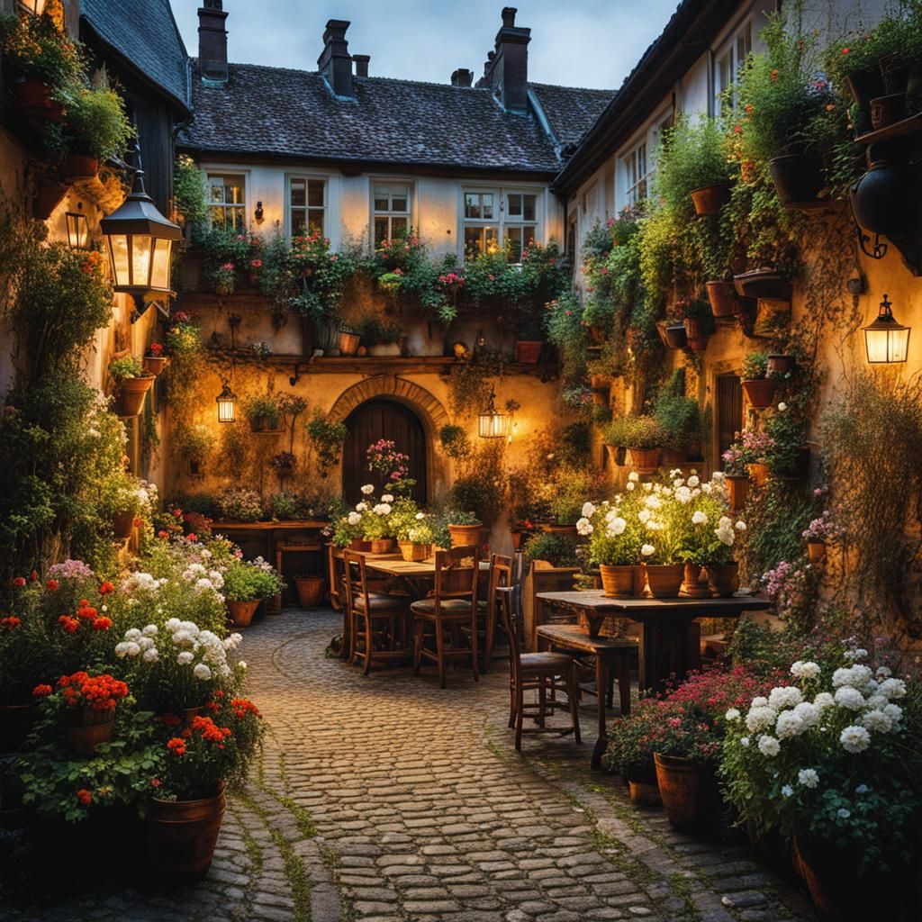 German Courtyard Garden Seating in Entangled Style