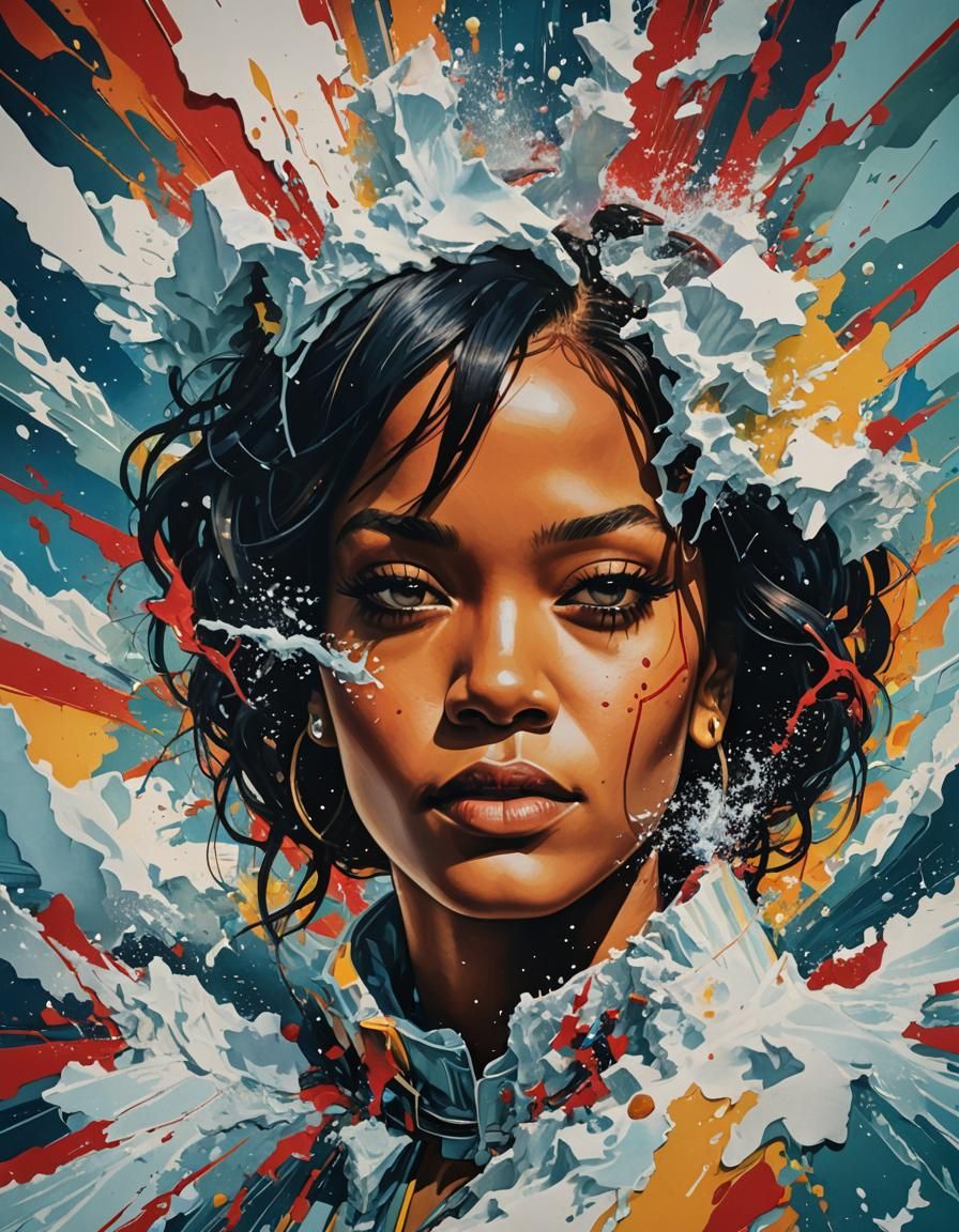 Rihanna Portrait in Marcel Duchamp Style