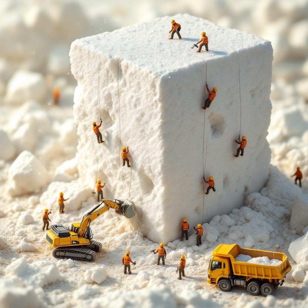 Hyperrealistic Sugar Cube Mining Operation
