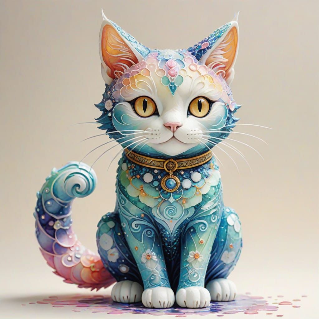 Sugary Cat Goddess in Soft Focus, Whimsical Anime Style