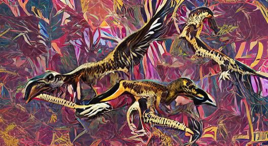 Maximalist Deinonychus Dinosaur Illustration