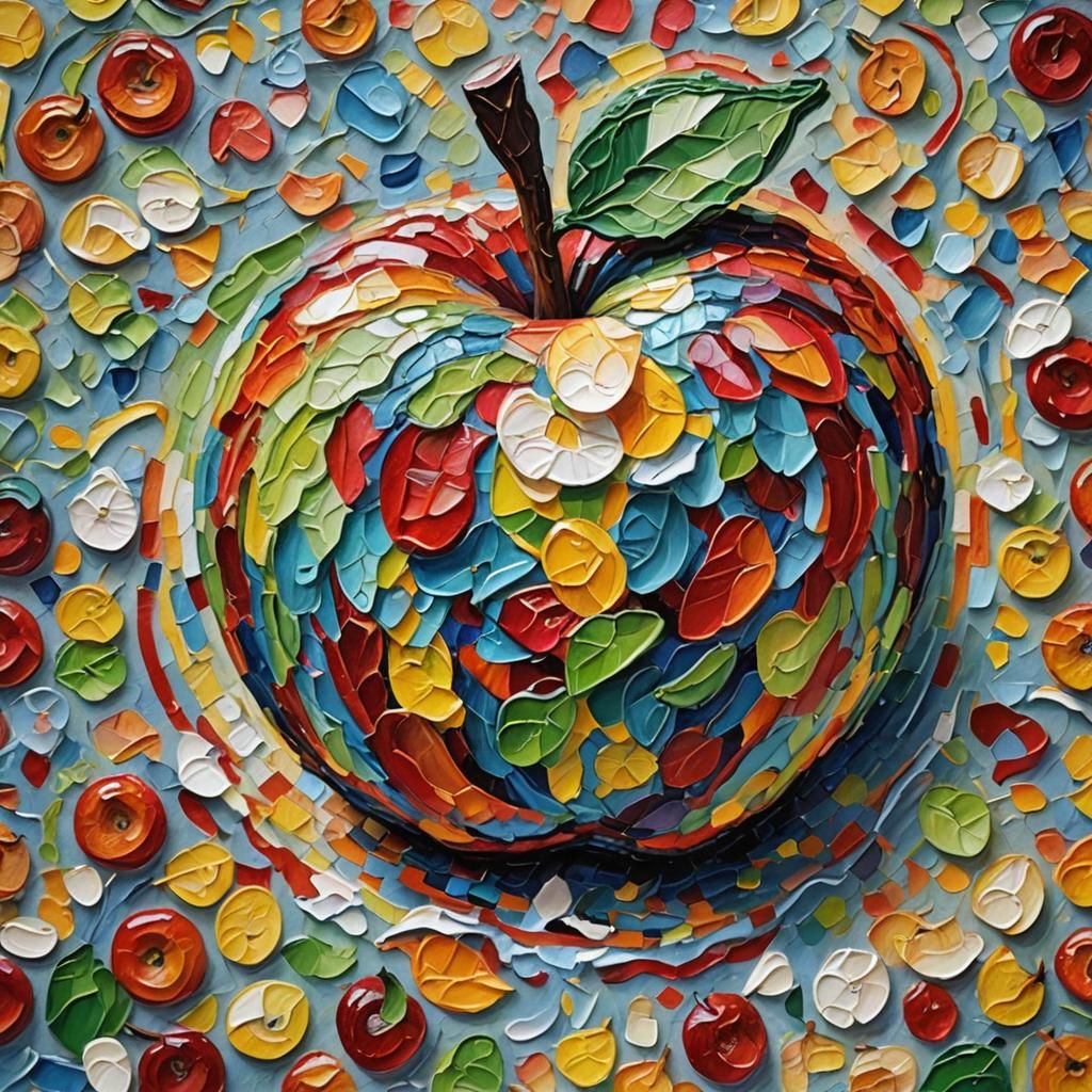 Crochet Apple in Expressionist Impasto Style
