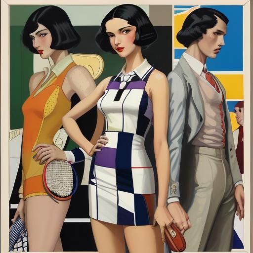 Art Deco Fashion Illustration at the Tennis Club