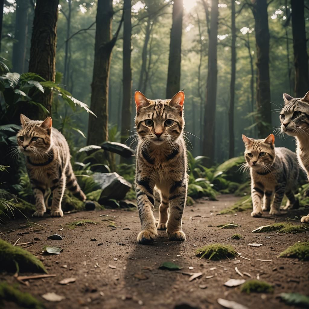 Cinematic Cat Portrait with Film Grain Effect