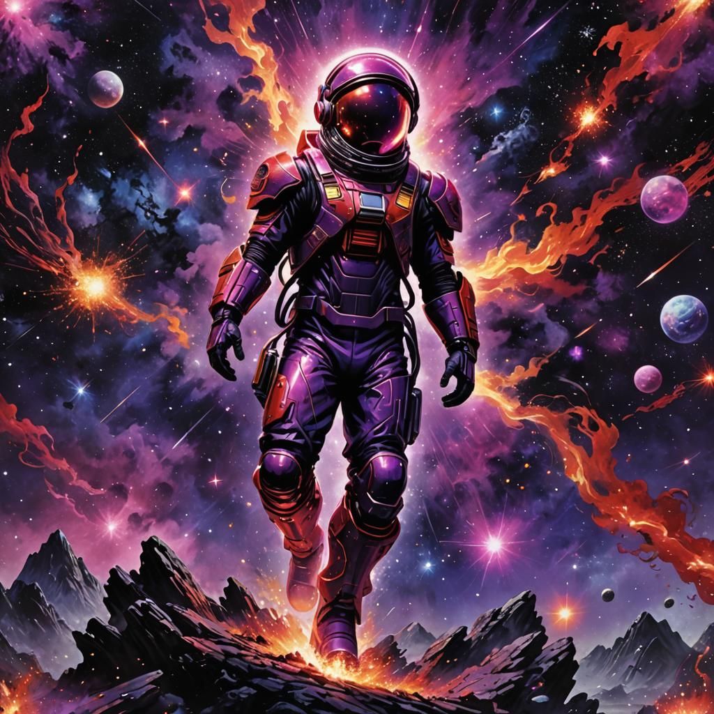 80s Manga Space Phoenix in Cosmic Explosion