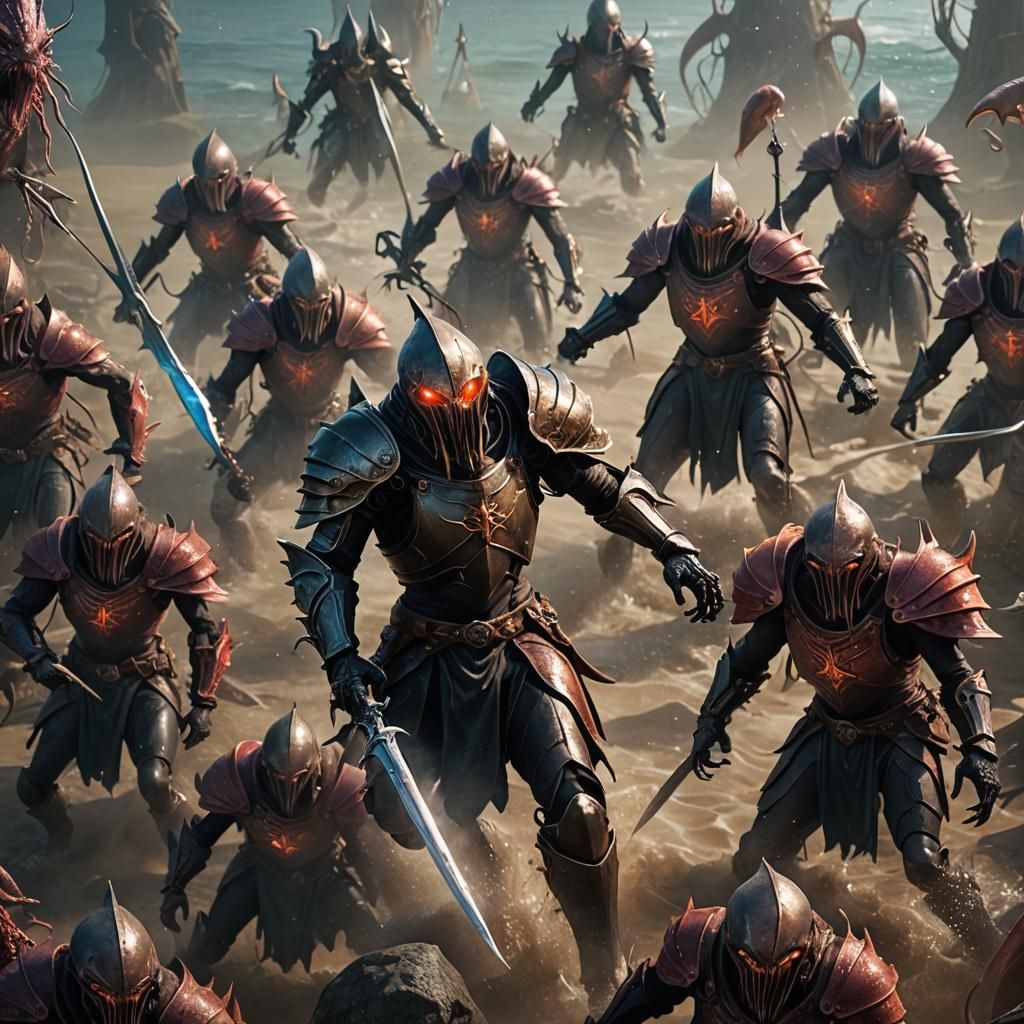 Warrior Knight Squid Hybrid in Gothic Battle