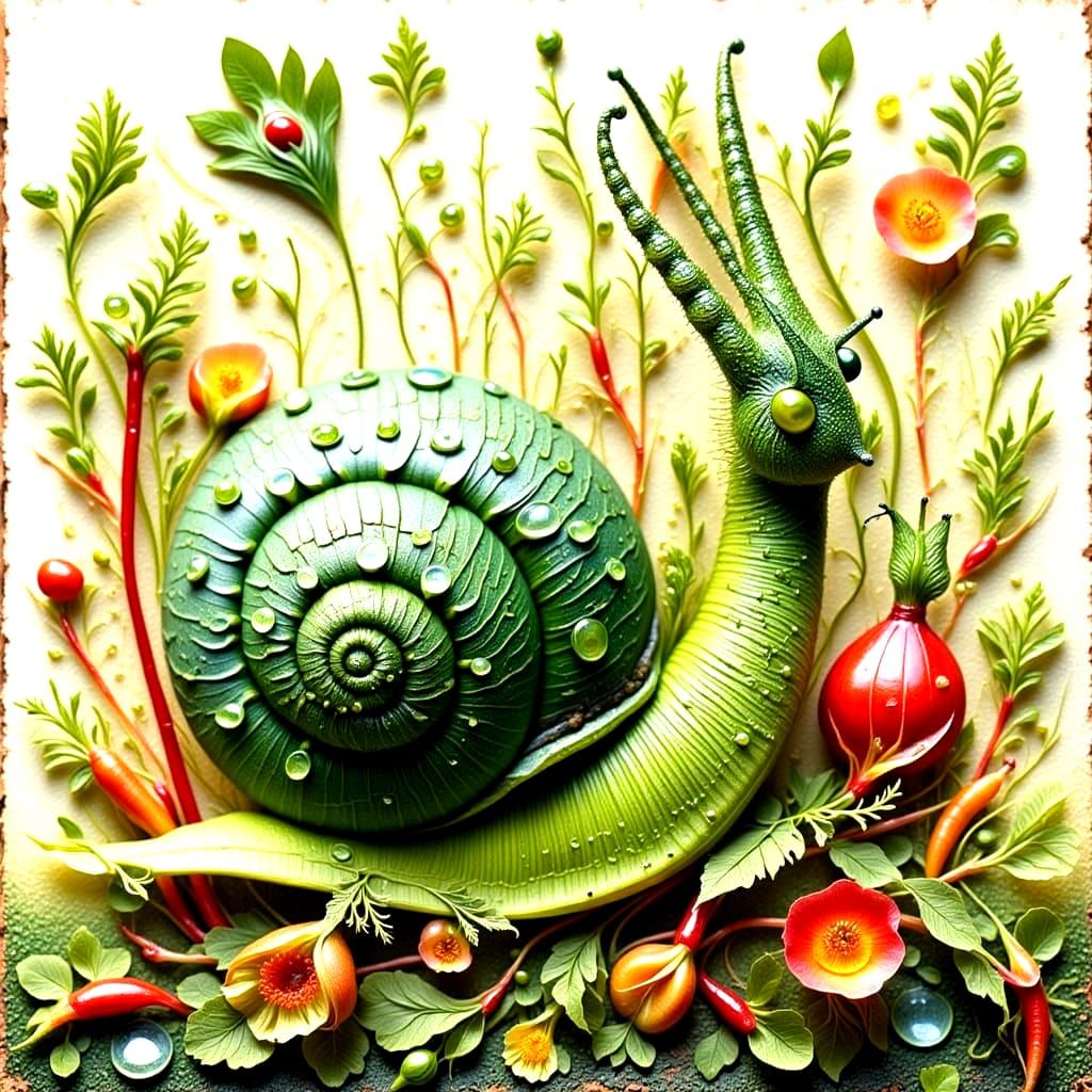 Vegetable Snail: A Whimsical 3D Botanical Vision