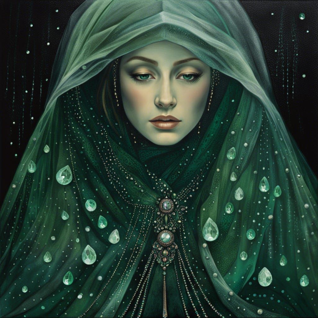 Ethereal Spiderlady in Pre-Raphaelite Style