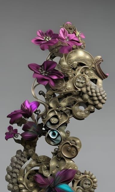 Steampunk Flower in Digital Art Style