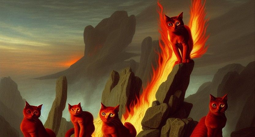Red fire cats on fire from hell 3