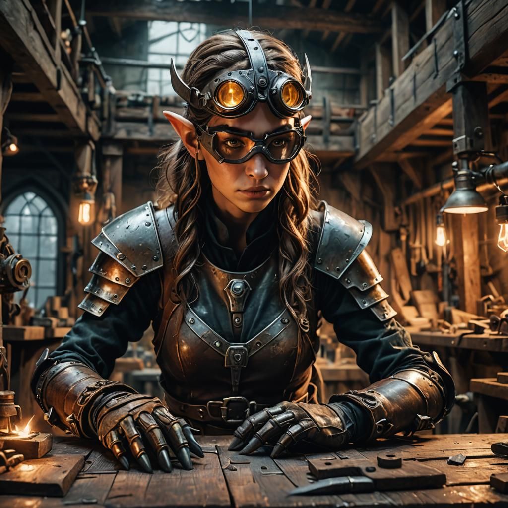 Elf Artificer Building Warforged in Workshop