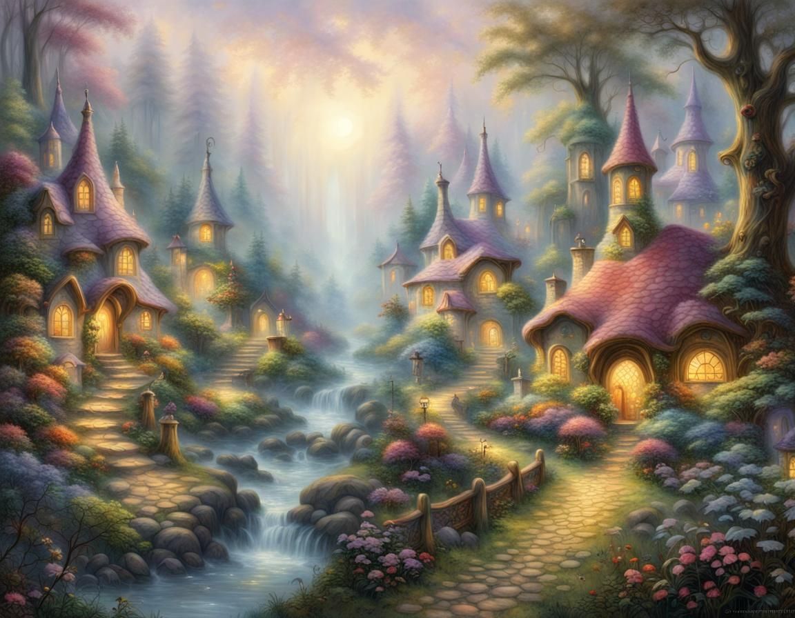 Ethereal Fairy Village in Enchanted Forest