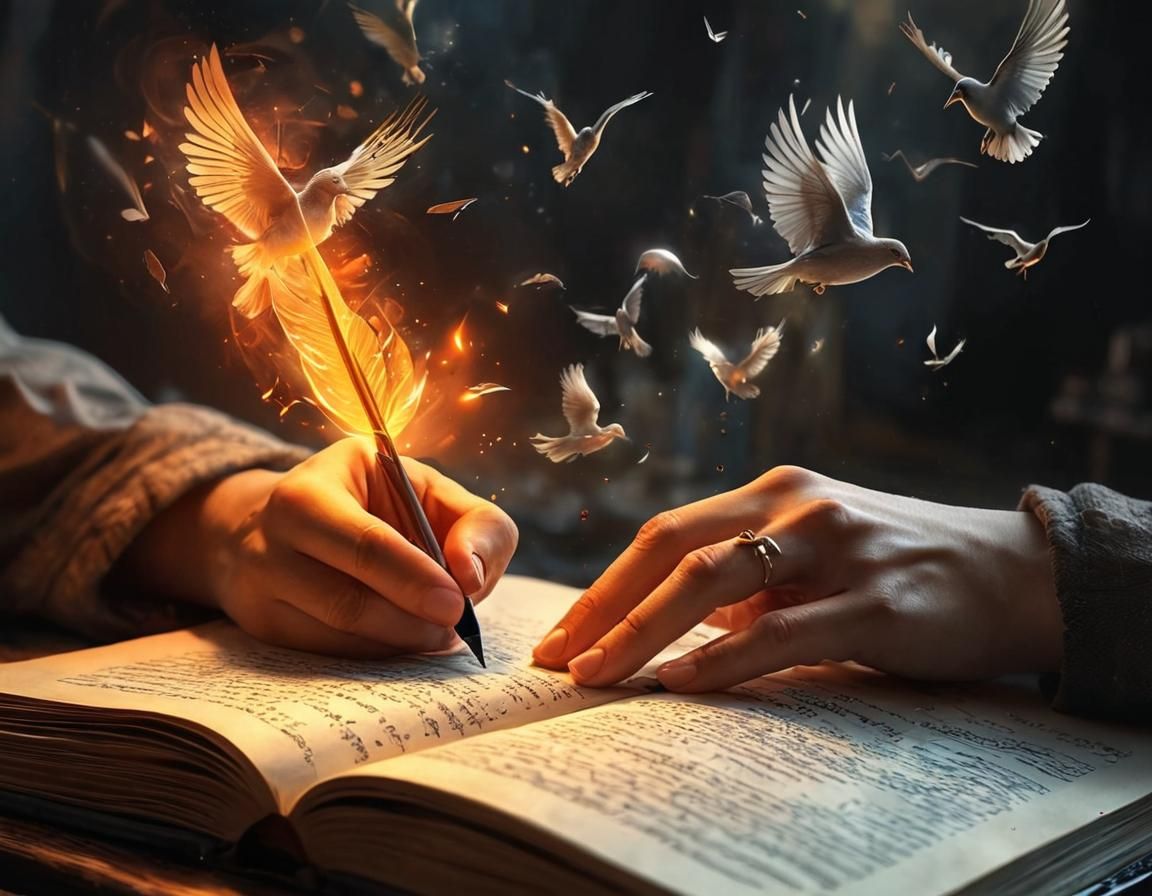 Fantasy Author Surrounded by Magic and Wonder
