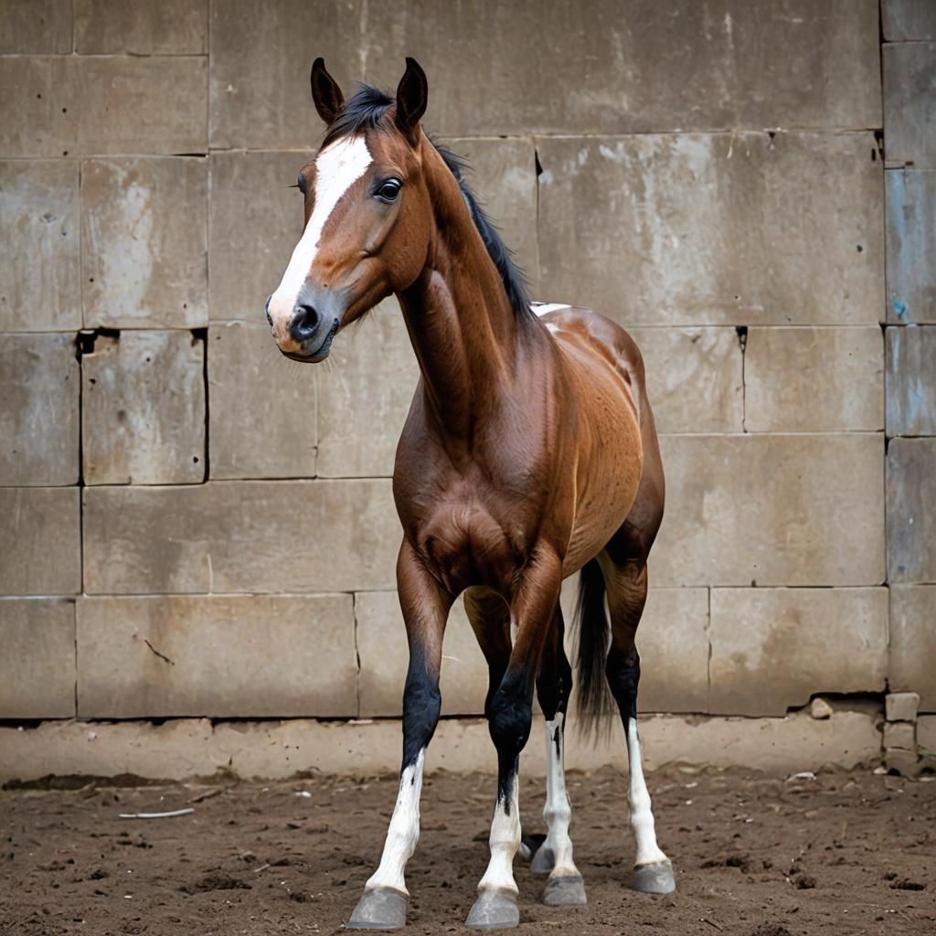 Scared Skinny Horse with Blue Eyes