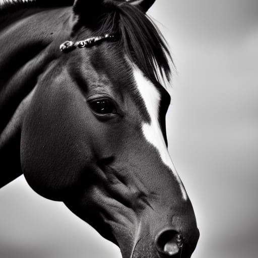 Striking Black and White Stallion Portrait