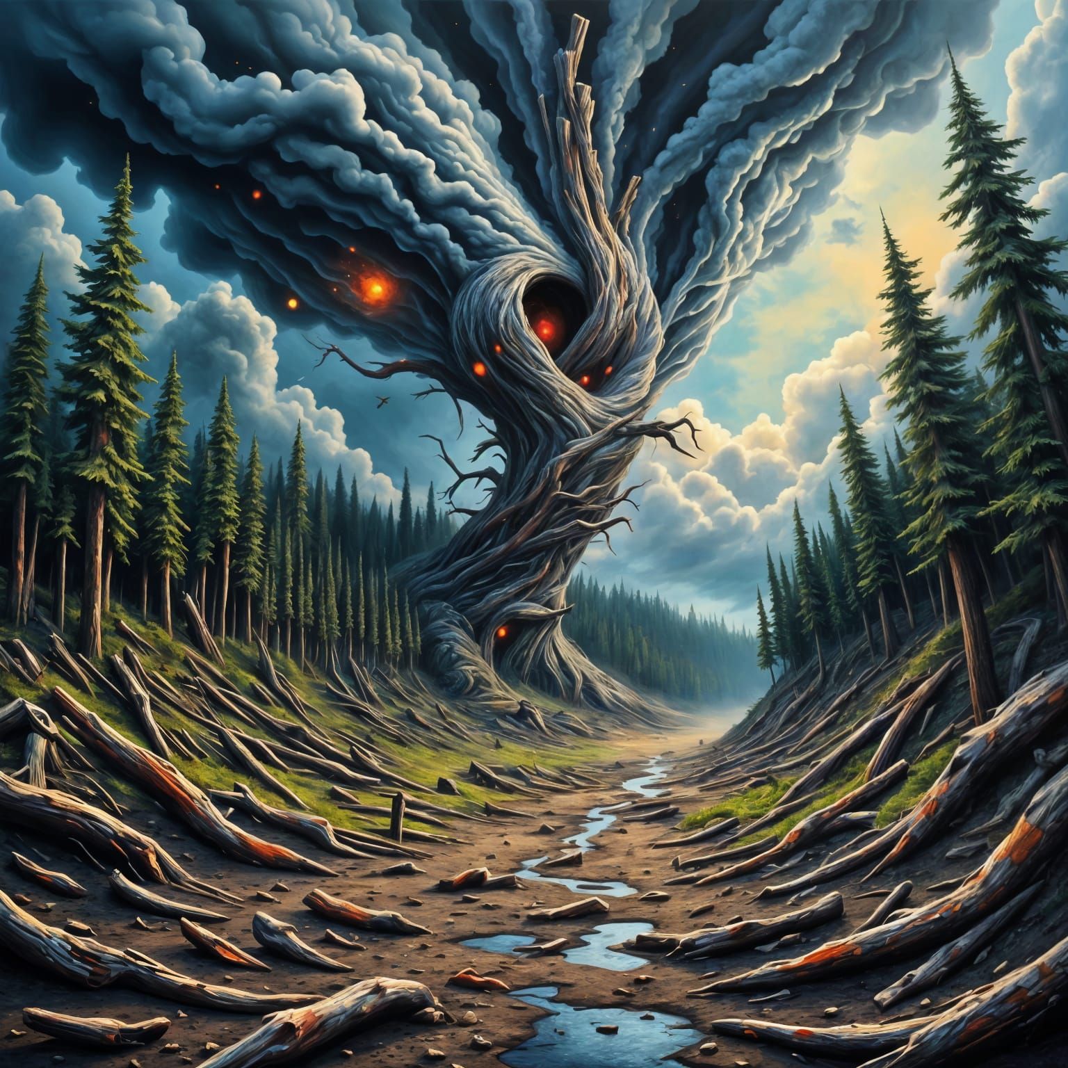 The Finger of God in Neo-Impressionist Oil Painting