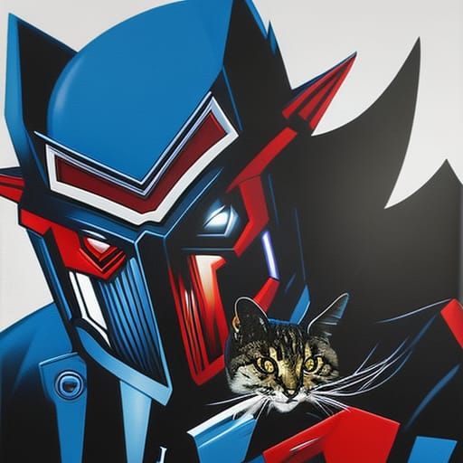 Optimus Prime Cuddling a Cat in Sinister Style
