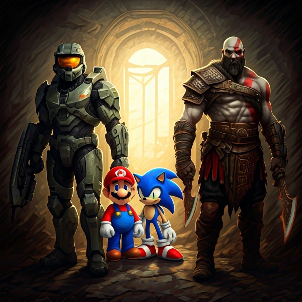 Medieval Heroes Treat Wounded Sonic in a Whimsical Charcoal....