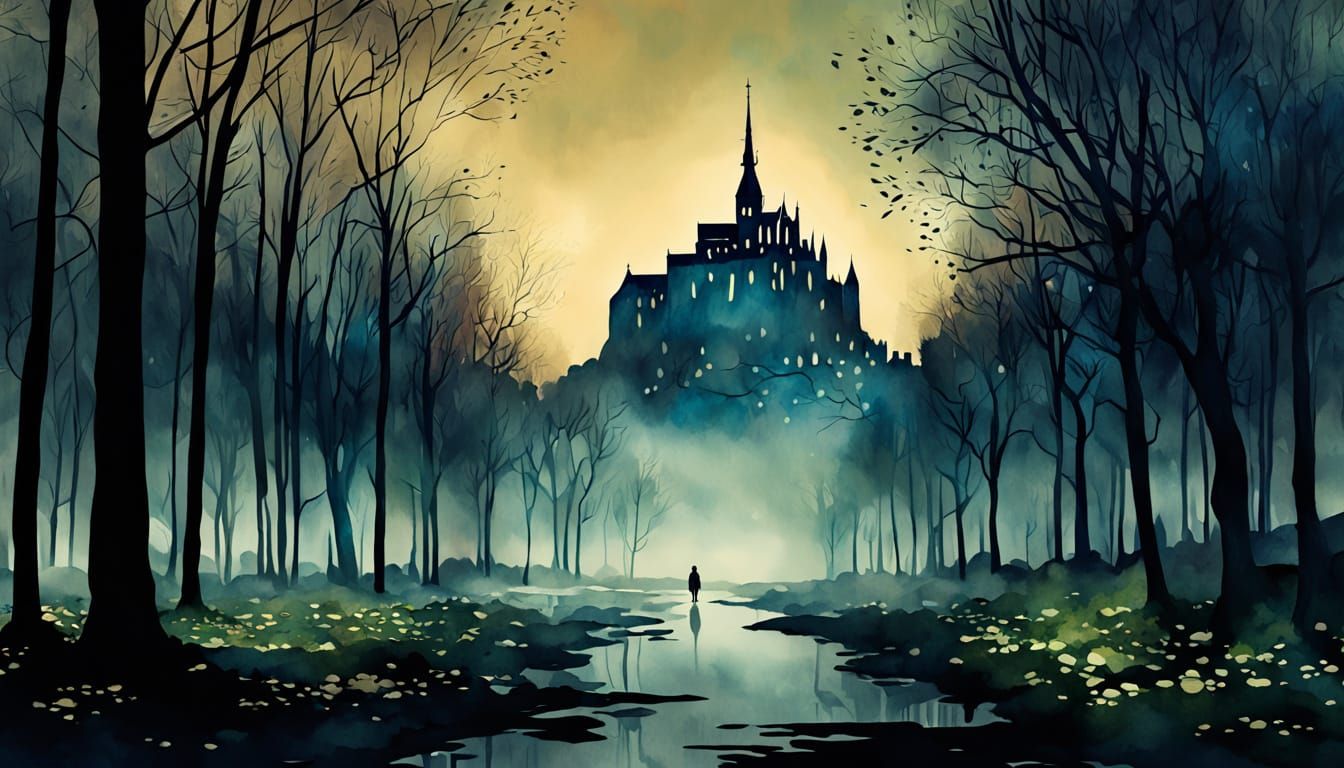 Whispering Watercolors of Mont-Saint-Michel at Sunset