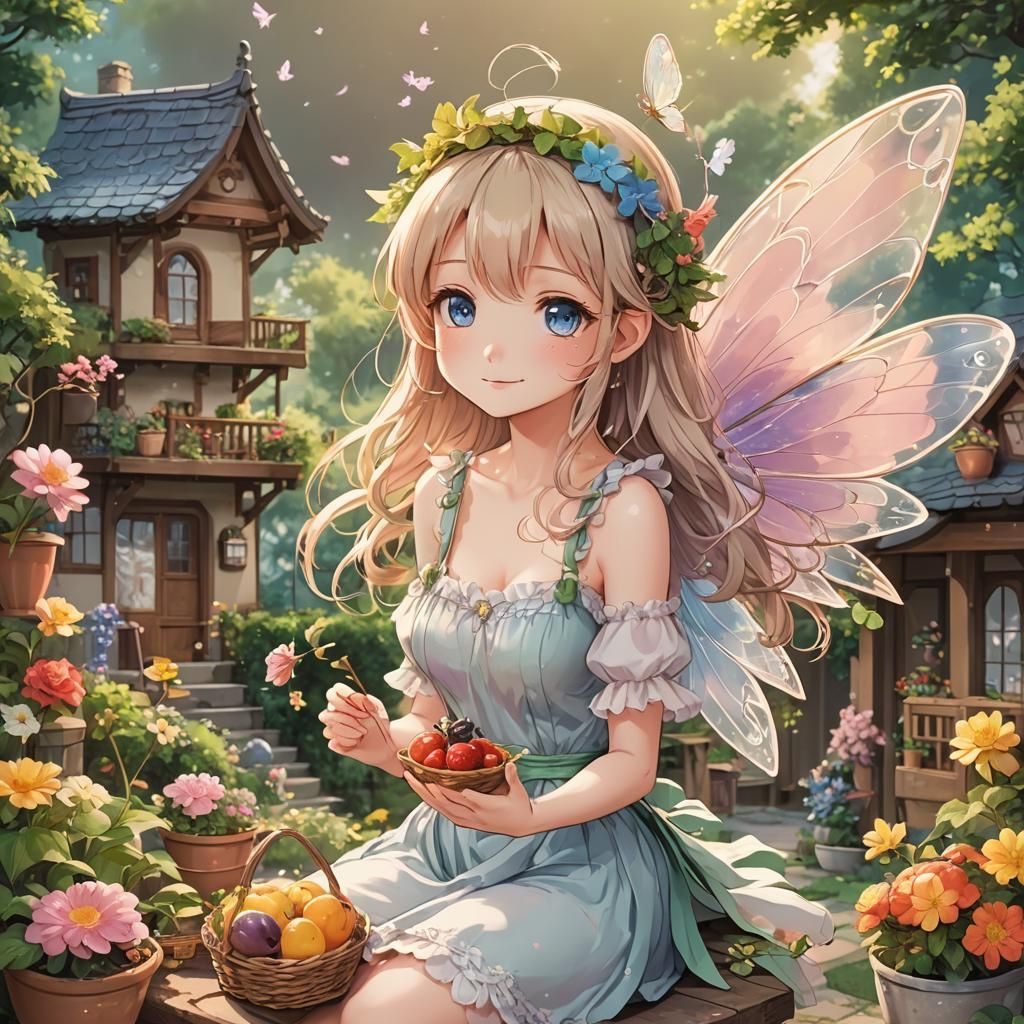 Cute Housewife Fairy in Anime Style