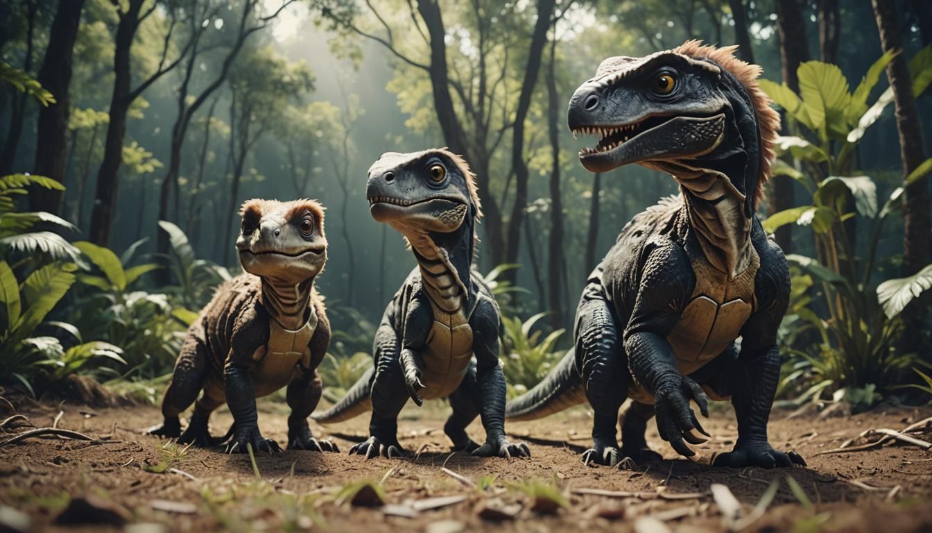 Eight Cute Animals in Cinematic Film Still