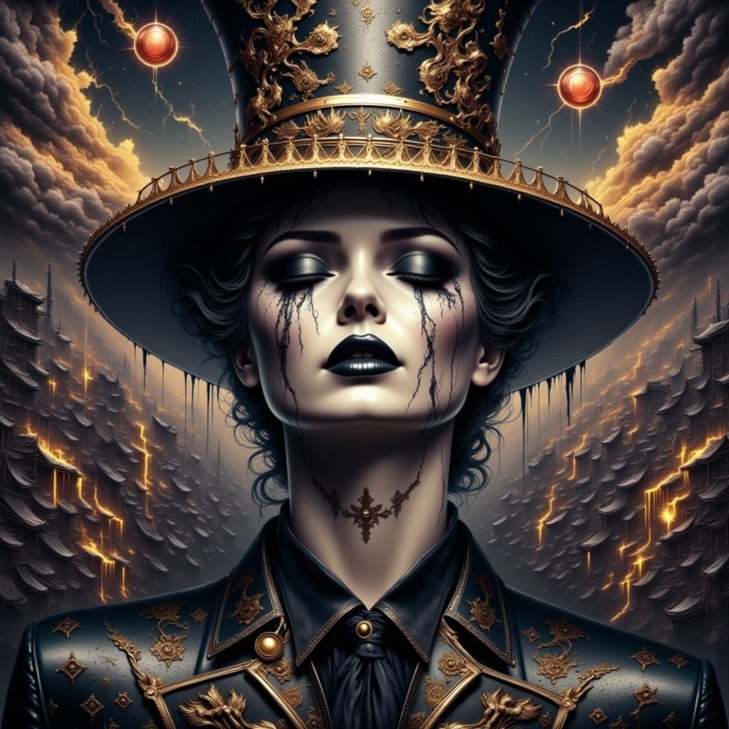 Surreal Cyberpunk Cityscape in Deep Blues and Neon Lights