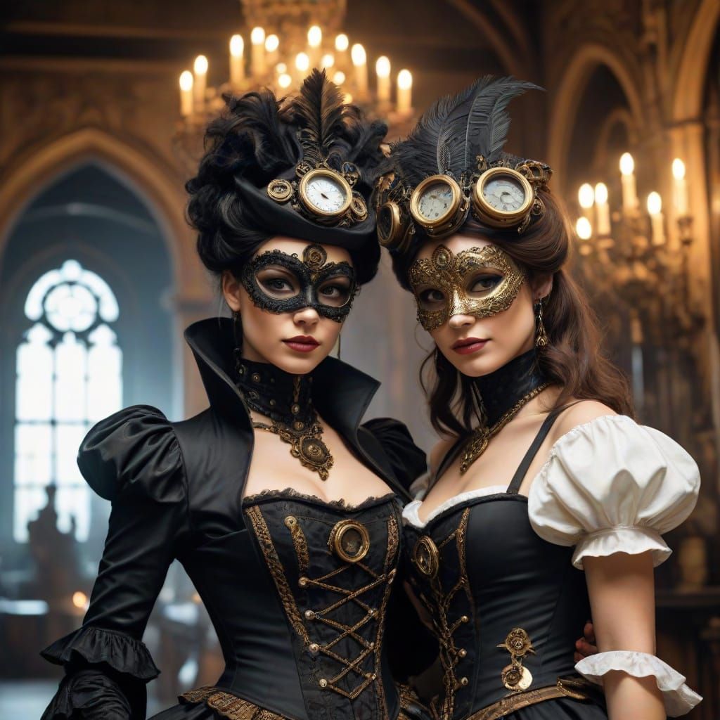 Gothic Steampunk Masquerade Ball in Haunted Castle